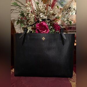 Tory Burch large Black Tote Bag with Gold Logo